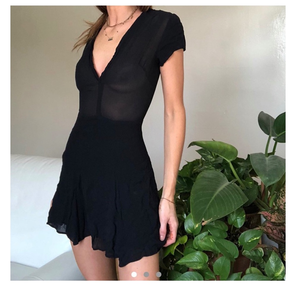 Reformation | Black Mini Dress w/ Sheer Top
